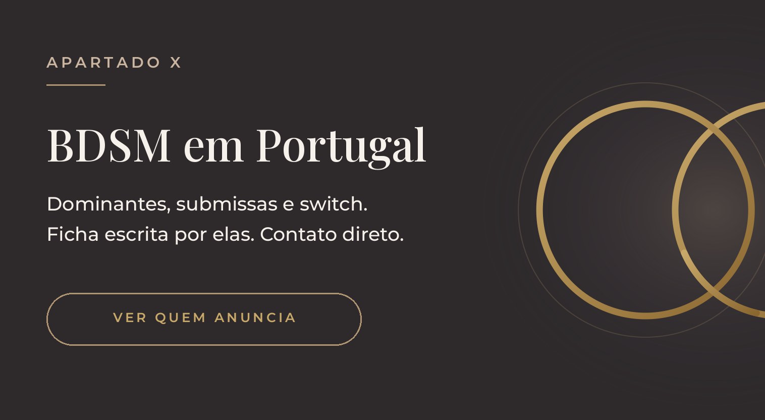 Dois elos entrelaçados em dourado sobre fundo grafite, com o título BDSM em Portugal